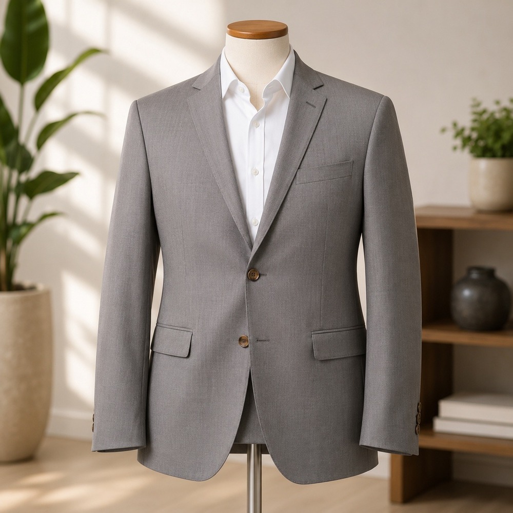 Jones New York Blazer Mens 44L Brown 100% Wool Micro Two Button Sport Coat